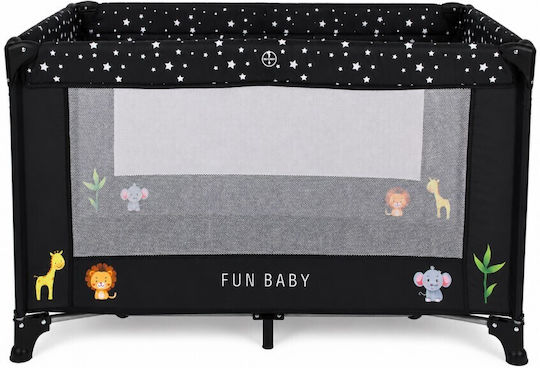 Fun Baby Playpen with Mattress Black 62x125cm