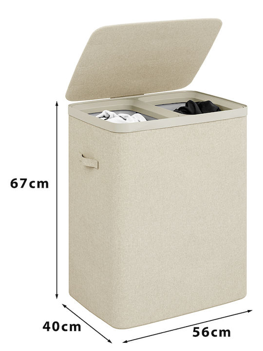 Bakaji Coș de Rufe Plastic cu Capac 56x40x67cm Bej