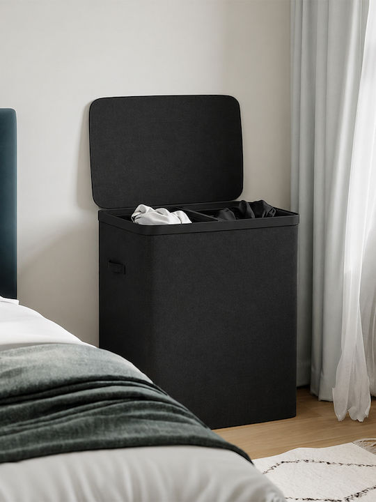 Bakaji Laundry Basket Plastic with Lid 56x40x67cm Black
