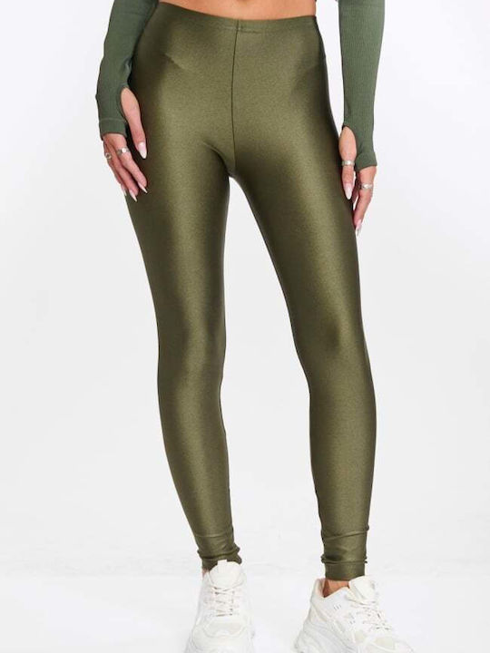 Damen Leggings Glänzendes Khaki