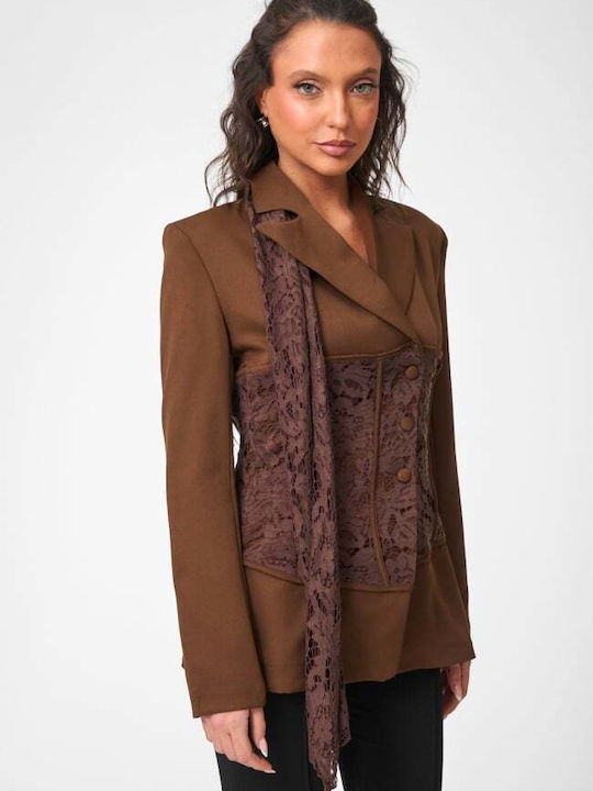 Decoro Blazer Für Damen Braune Dunkle Farbe