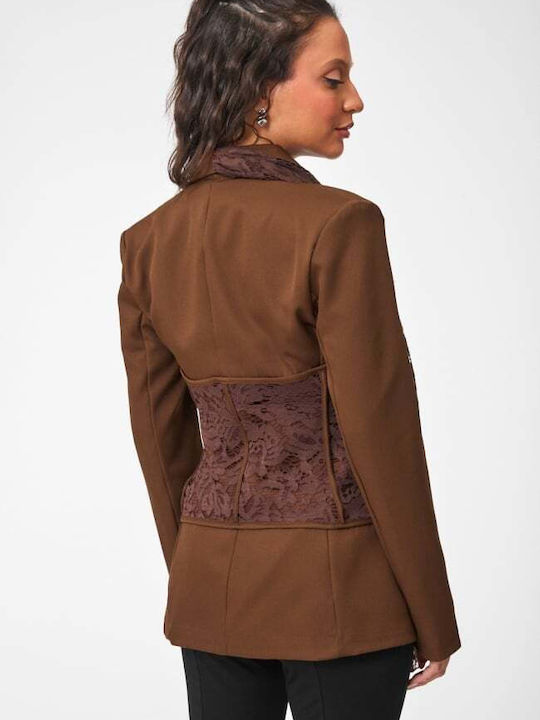 Decoro Blazer Für Damen Braune Dunkle Farbe