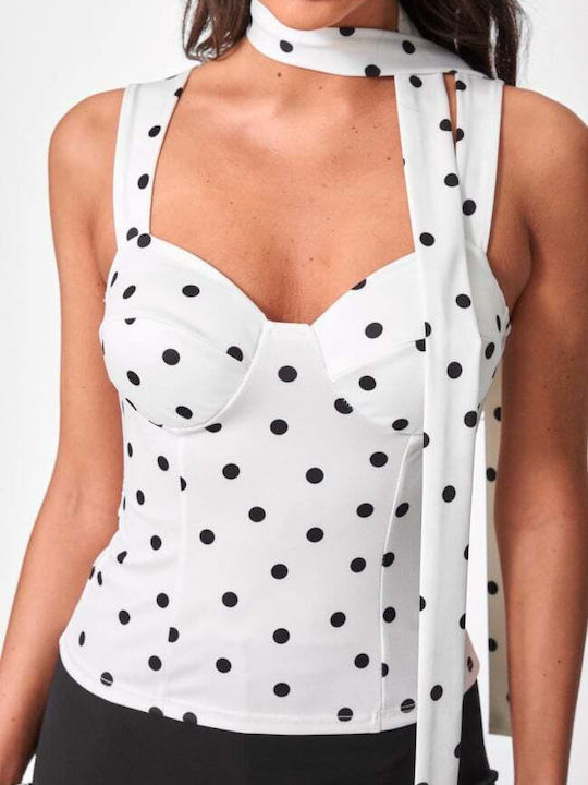Women's Blouse Polka Dot White
