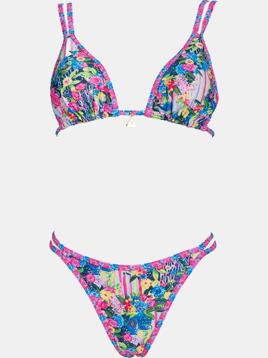Set Bikini Τριγωνάκι Floral Ροζ
