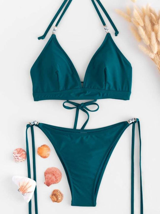 Set Bikini Dreieck Top Petrol