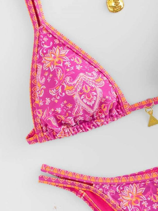 Set Bikini Τριγωνάκι Push Up Floral Ματζεντα