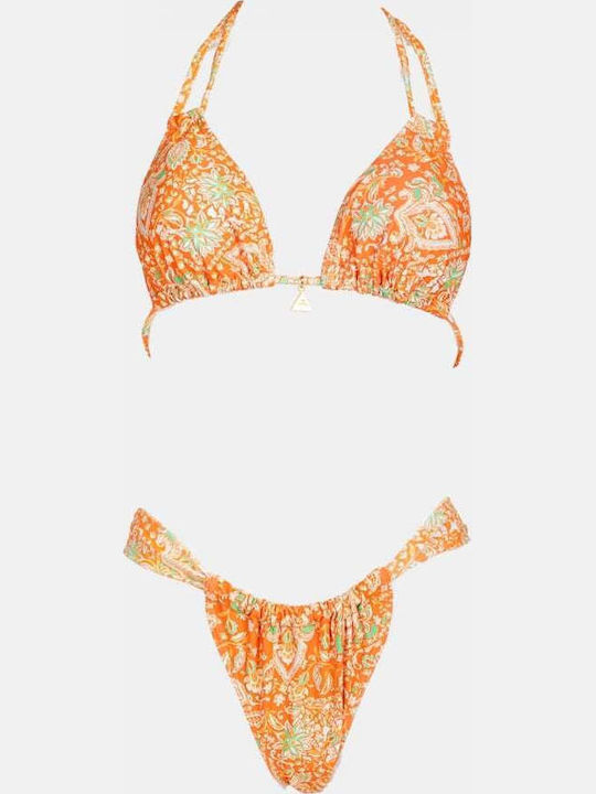 Set Bikini Dreieck Floral Orange