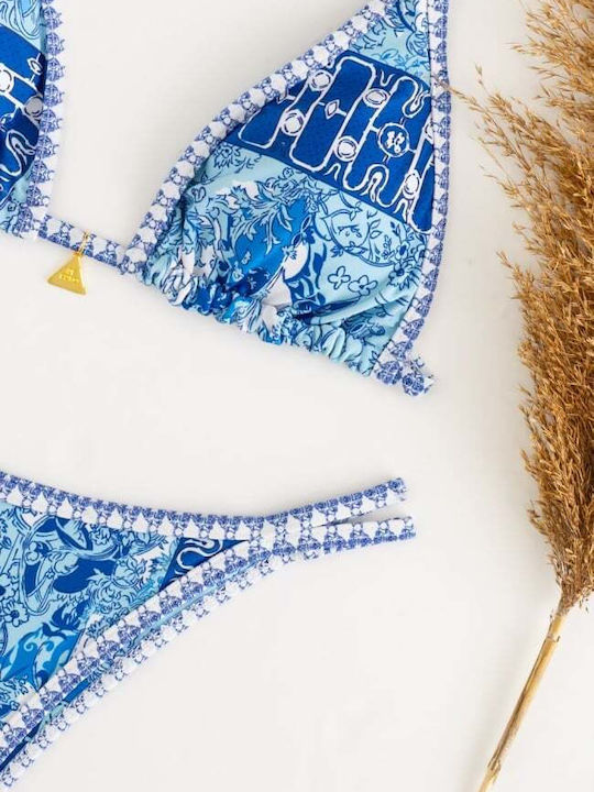 Set Bikini Τριγωνάκι Push Up Μπλε