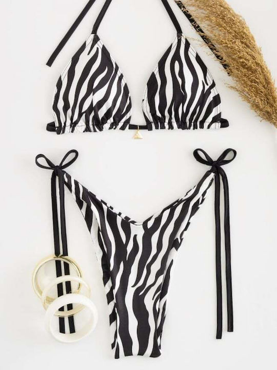 Set Bikini Triangle Animal Print White/Black