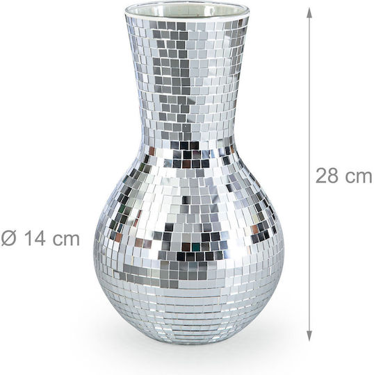 Relaxdays Vază Decorativă Argintie Argintiu 14xÎnălțime 28cm