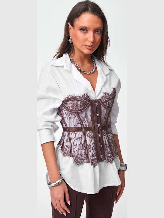Women's Blouse Corset Strapless Brown