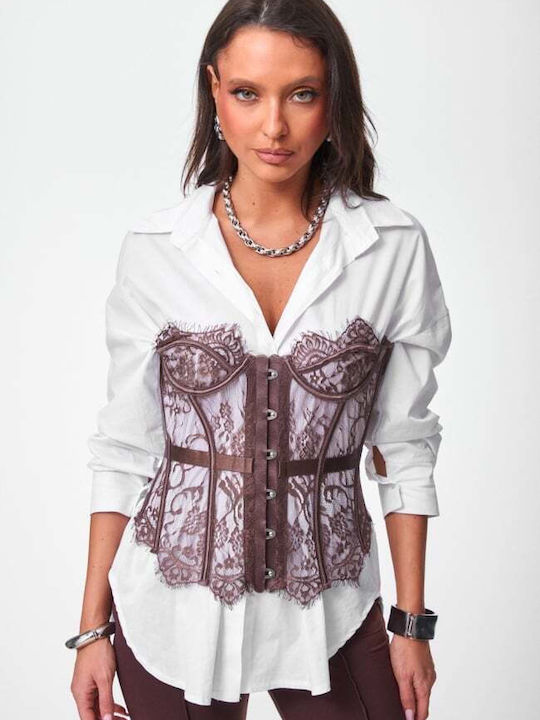 Women's Blouse Corset Strapless Brown