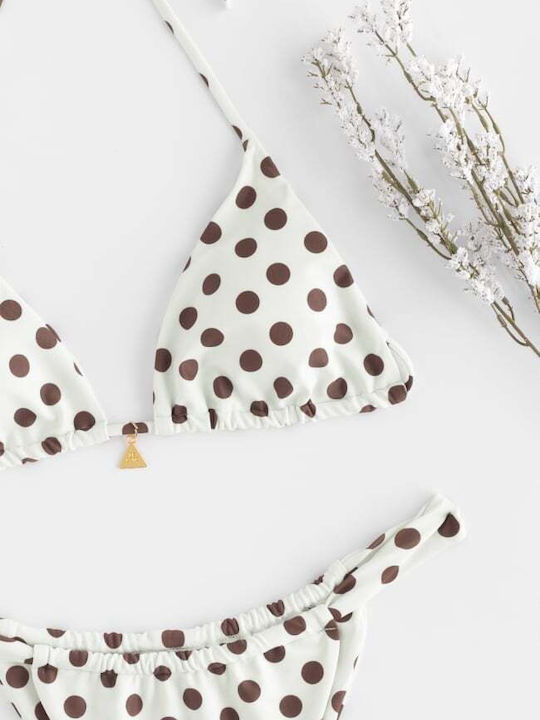 Set Bikini Triangle Polka Dot Beige
