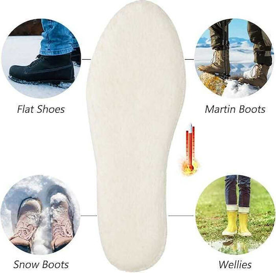 Epicmarket Anatomische Einlegesohlen Winter Warme Authentische Natürliche Schafwolle Weiß