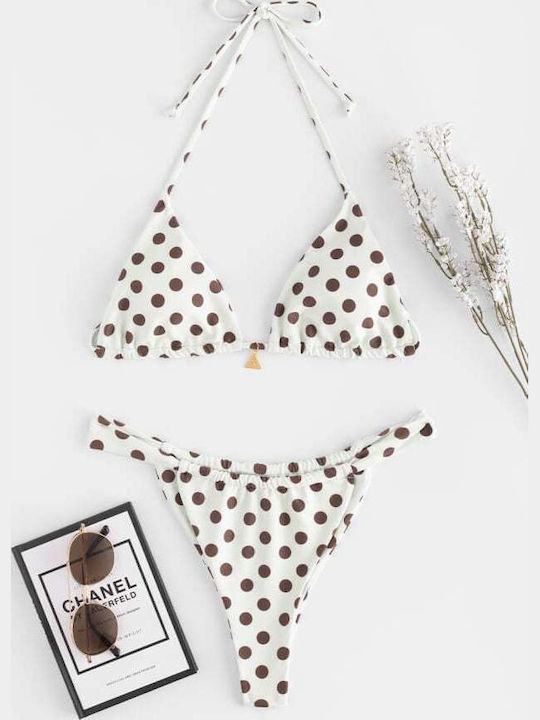 Set Bikini Triangle Polka Dot Beige