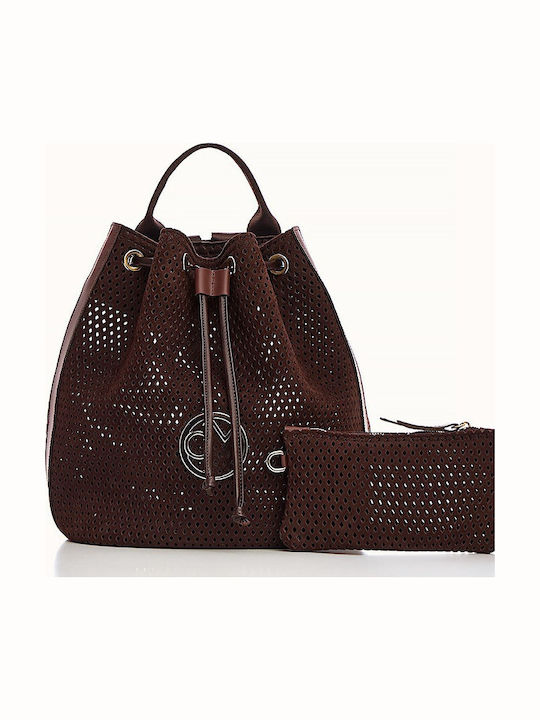 Τσάντα Christina Malle Πλάτης Brown Suede Καφέ