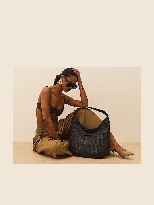 Straw Slouchy Ψάθινη Γυναικεία Τσάντα Ώμου Μπεζ
