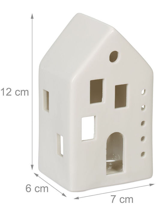Relaxdays Ceramic Candle Holder In White Colour 12x6x7cm