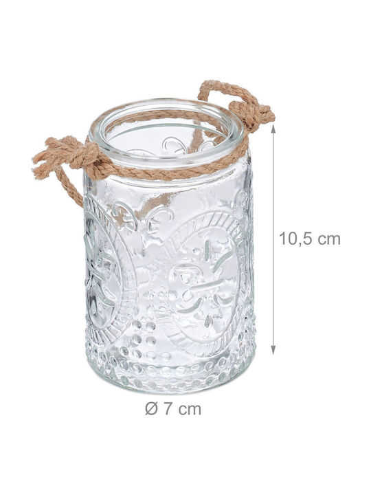 Relaxdays Set Suporturi Lumanari Din Sticlă În Culoare Transparentă 10.5x21.5x7cm 12 Bucăți