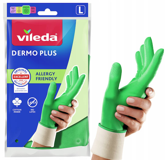 Vileda Zeu de Mănuși de Curățenie Dermo Plus din Nitril Mărime Mare Verzi