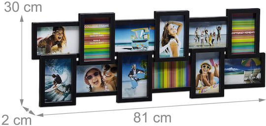 Relaxdays Multi Ramă Foto 12 Fotografii Din Plastic Cu Ramă Neagră (Personalizat)
