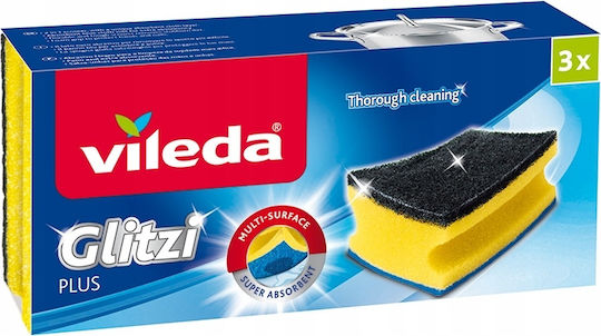 Vileda Glitzi Plus Contoured Scrubber 3pcs