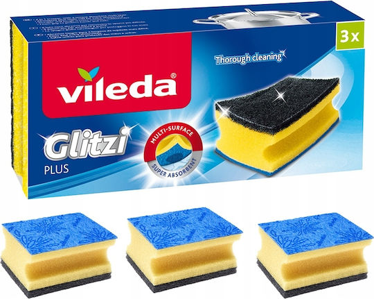 Vileda Glitzi Plus Contoured Scrubber 3pcs
