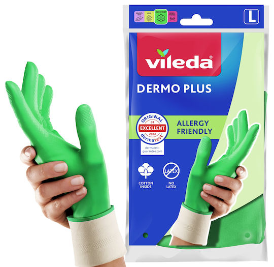 Vileda Zeu de Mănuși de Curățenie Dermo Plus din Nitril Mărime Mare Verzi