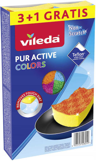 Vileda Pur Active Colors Sponge 4 Pcs