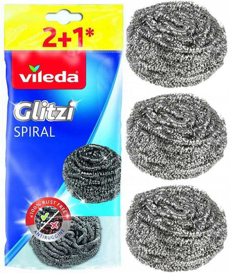 Vileda Glitzi Спираловидни Стоманени Гъби 3 Броя