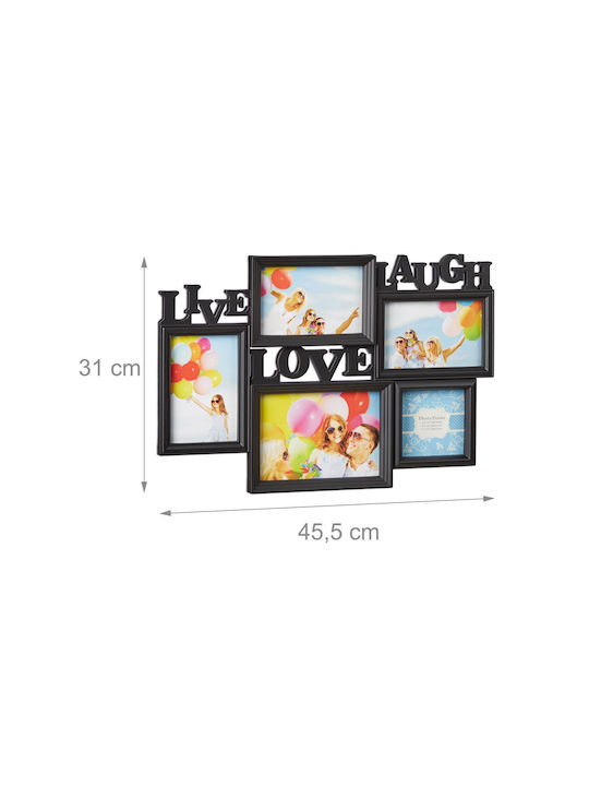 Relaxdays Multi Wandmontage 5 Bilder Kunststoff mit Schwarzem Rahmen