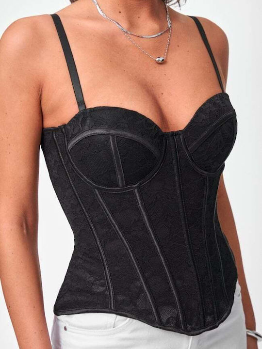 Damen Bluse Korsett Schwarz