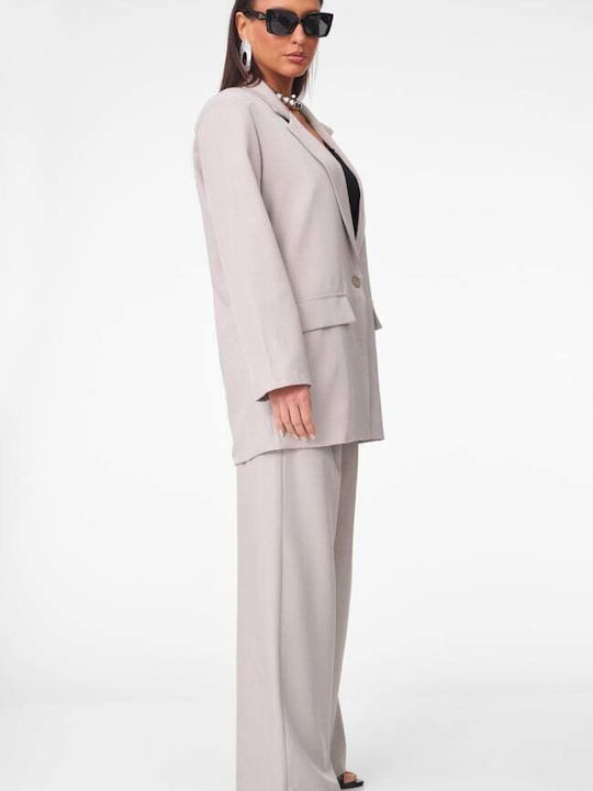 Women's Beige Dark Set with Trousers