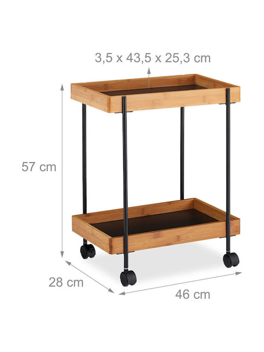 Relaxdays Troleu De Bucătărie Metalic Cu 2 Locuri Negru 46x28x57cm