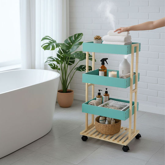 Relaxdays Wooden Kitchen Trolley 4 Tiers Brown 40x30x88cm