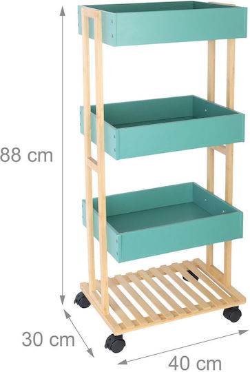 Relaxdays Wooden Kitchen Trolley 4 Tiers Brown 40x30x88cm