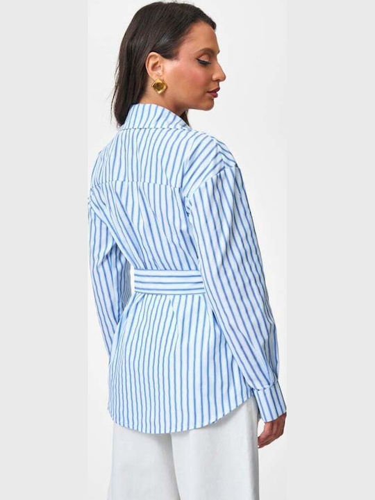 Long Sleeve Women's Shirt White Striped