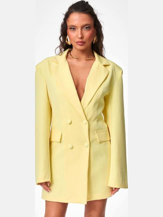 Decoro Women's Double Breasted Yellow Blazer