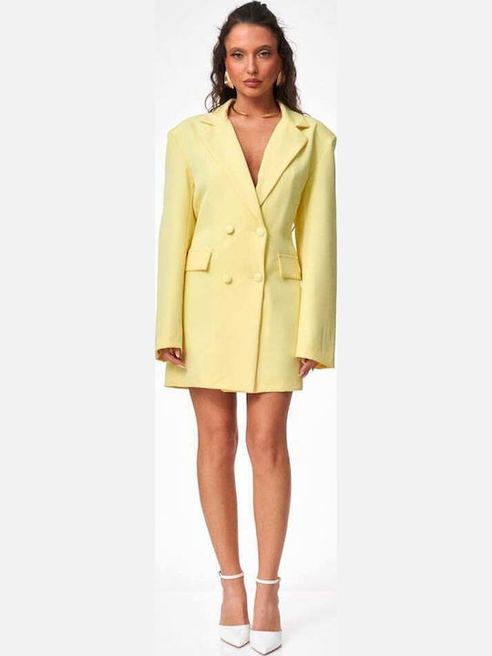 Decoro Women's Double Breasted Yellow Blazer