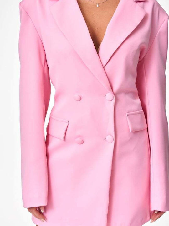 Decoro Damen Doppelreihiges Blazer Rosa