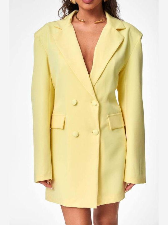 Decoro Women's Double Breasted Yellow Blazer