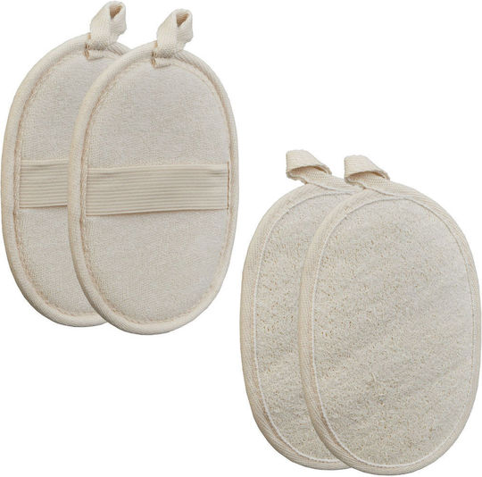 Relaxdays Set 4 Loofah Sponges Beige 18x0.5x11 Cm