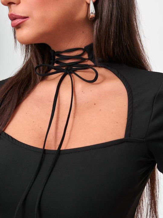 Decoro Damen-Bodysuit Cut Out Schwarz