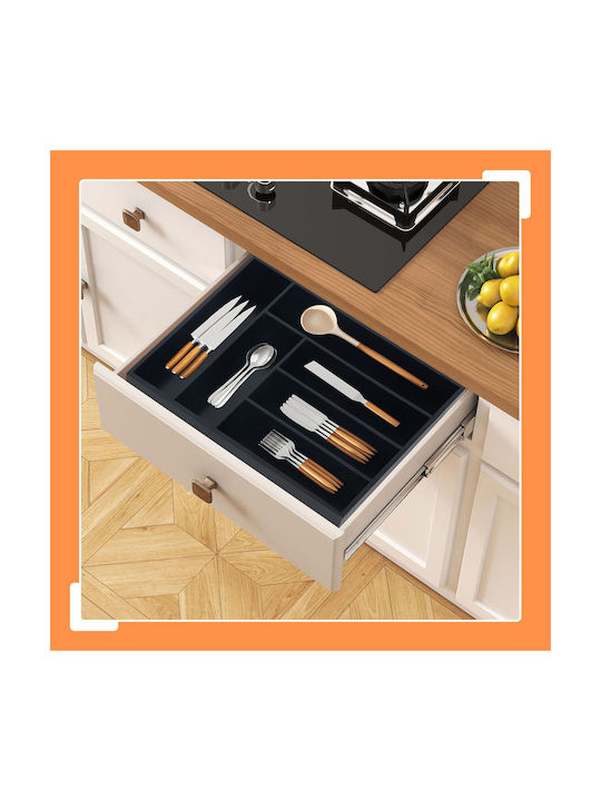 Relaxdays Tăvi Pentru Tacâmuri De Sertar Din Lemn 35.5x25.5x5cm Neagră