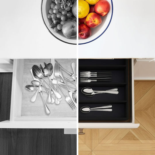 Relaxdays Wooden Drawer Cutlery Tray 35.5x25.5x5 cm Black