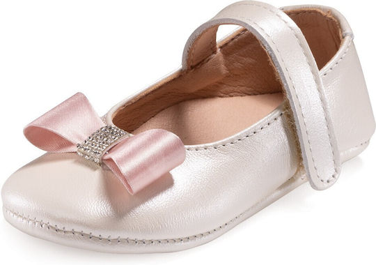 Gorgino Taufschuhe Für Mädchen Leder Ecru-Apple Grün