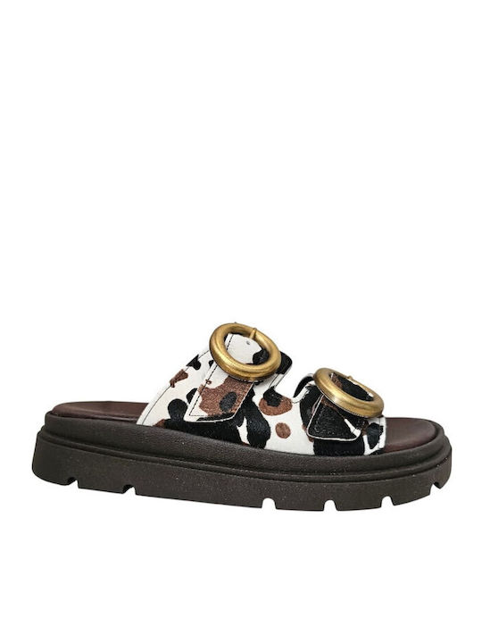 Leather Women's Flat Sandals Animal
