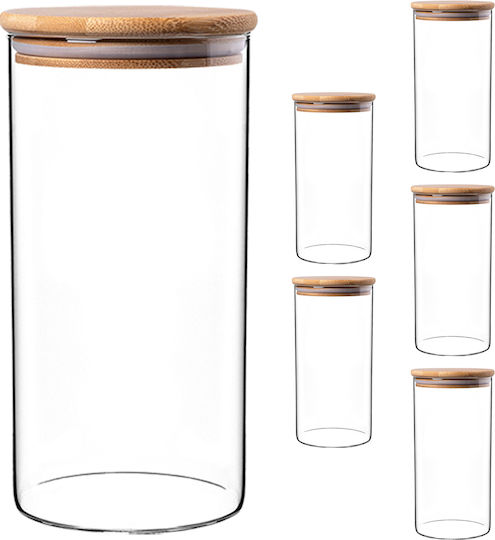 Kadax Set 6 Bucăți Vaze Utilizare Generală Cu Capac Sticlă Transparentă 1400ml