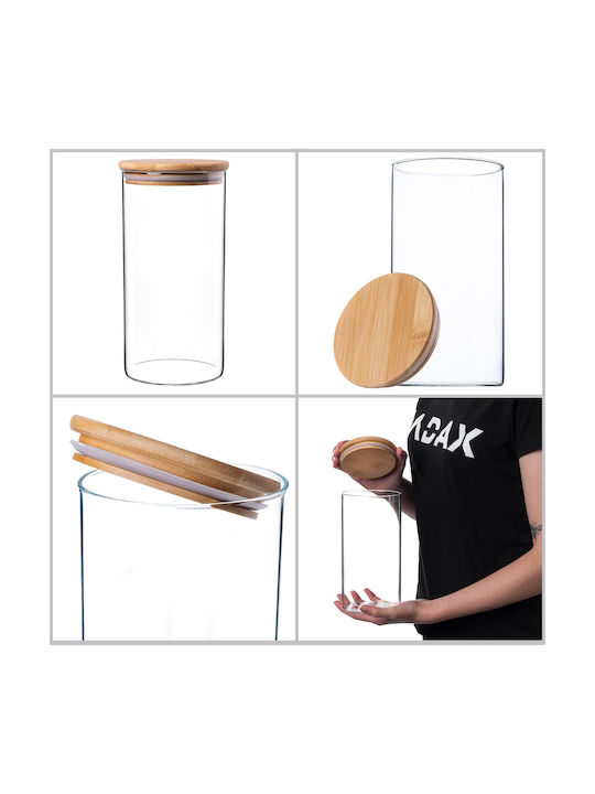 Kadax Set 6 Bucăți Vaze Utilizare Generală Cu Capac Sticlă Transparentă 1400ml 6 Bucăți