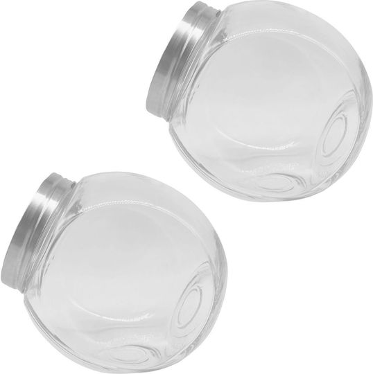 Relaxdays Set of 2 General Use Vases with Silver Lid 2000ml Relaxdays Set of 2 General Use Vases with Silver Lid 2000ml
